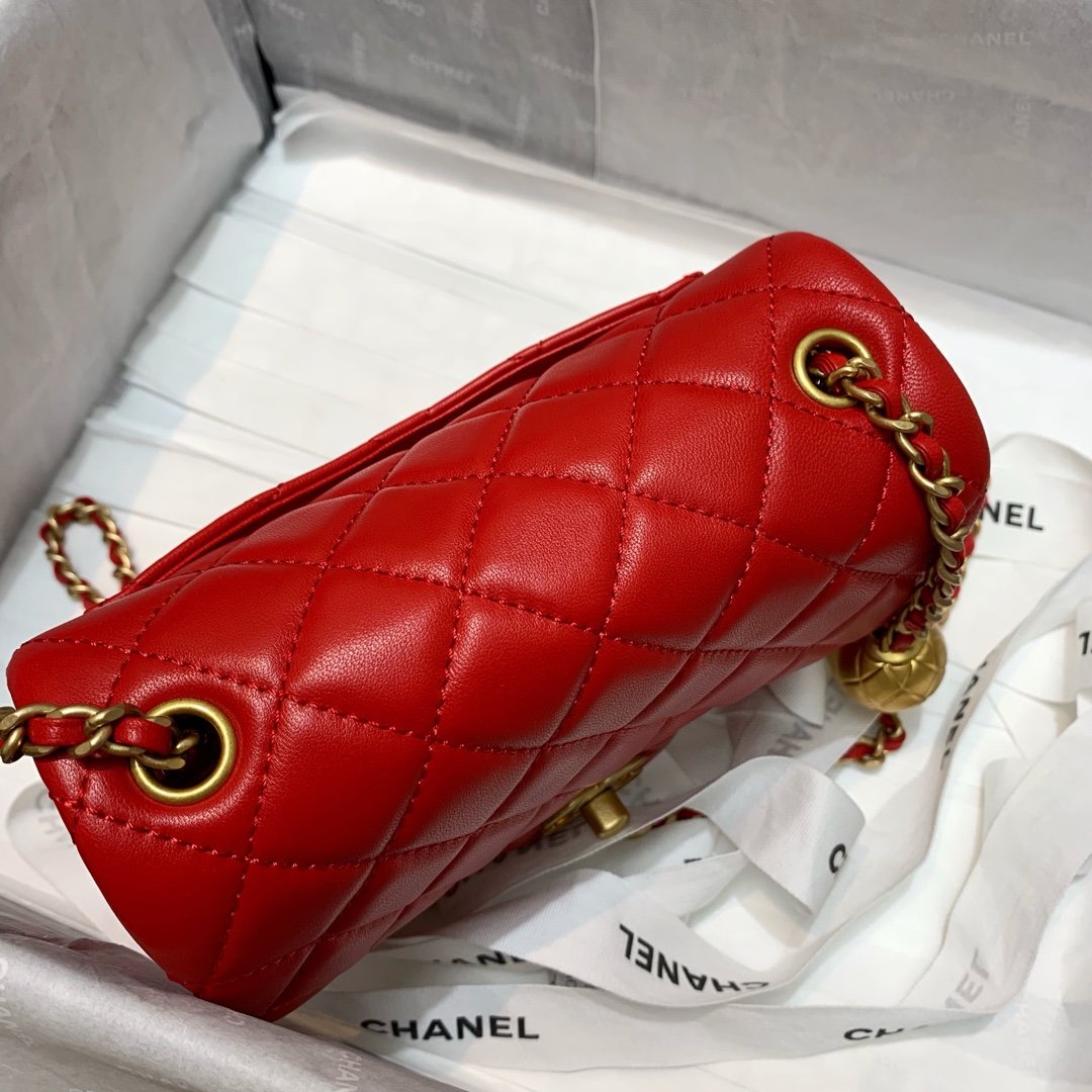 Ch**el Mini Flap Bag 17cm Red