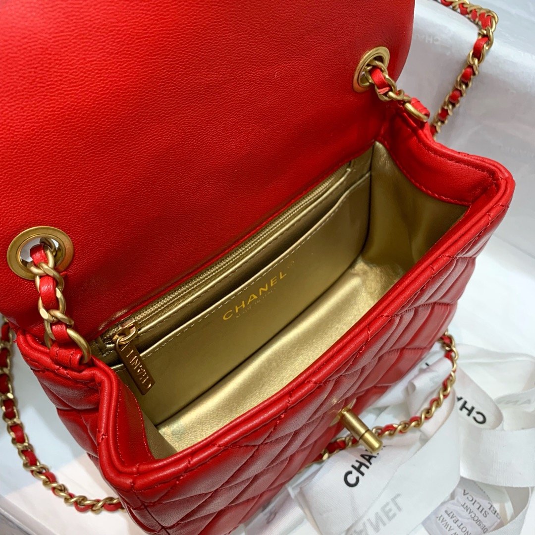Ch**el Mini Flap Bag 17cm Red