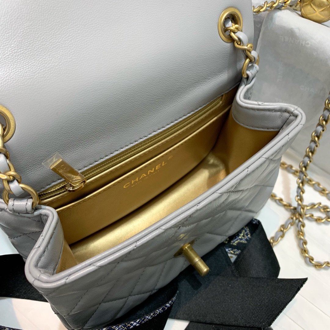 Ch**el Mini Flap Bag 17cm Gray