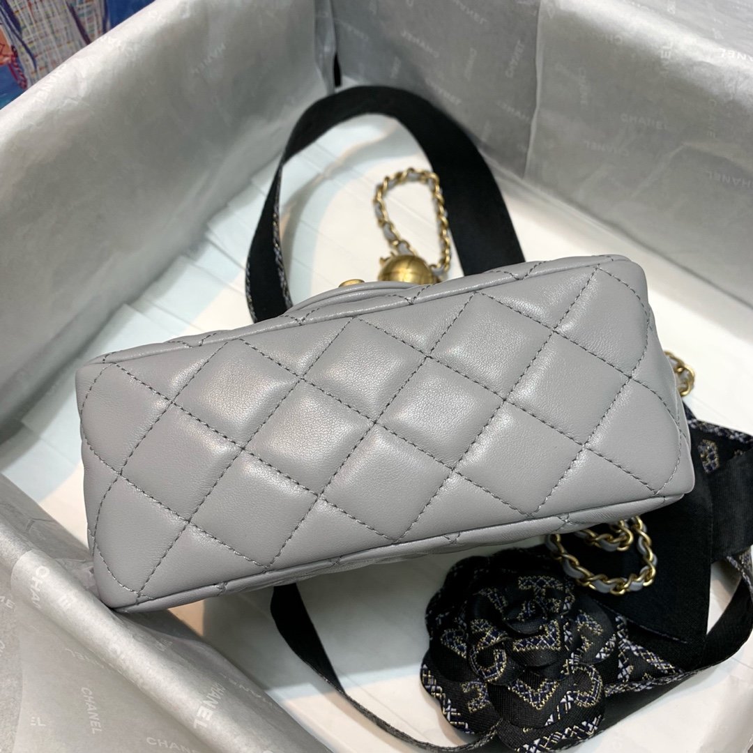 Ch**el Mini Flap Bag 17cm Gray
