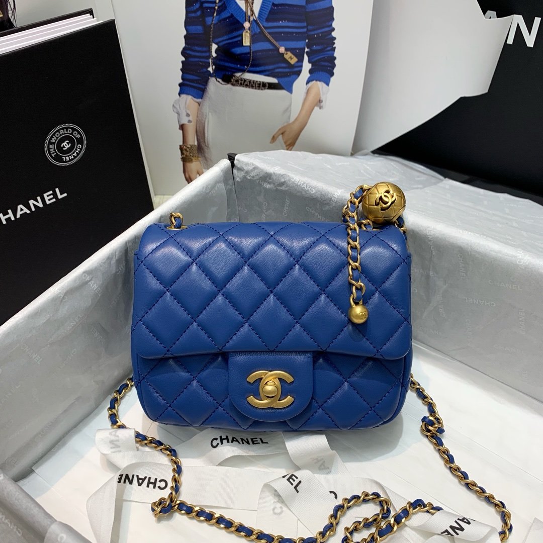 Ch**el Mini Flap Bag 17cm Blue