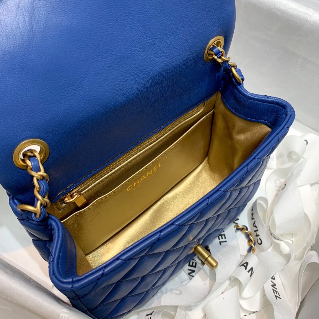 Ch**el Mini Flap Bag 17cm Blue