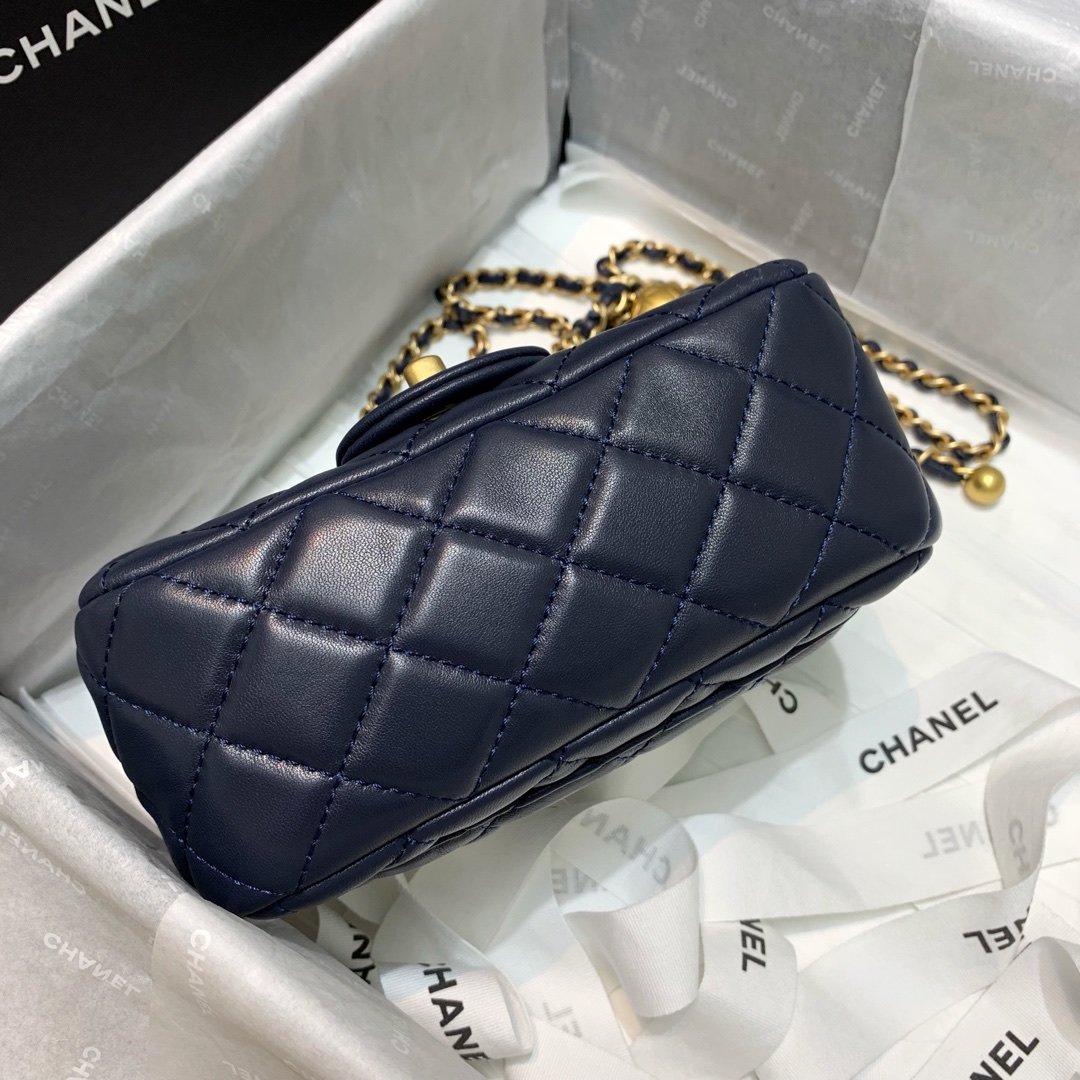 Ch**el Mini Flap Bag 17cm Navy Blue