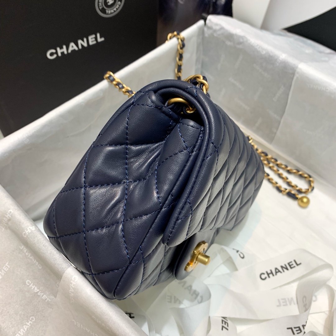 Ch**el Mini Flap Bag 17cm Navy Blue