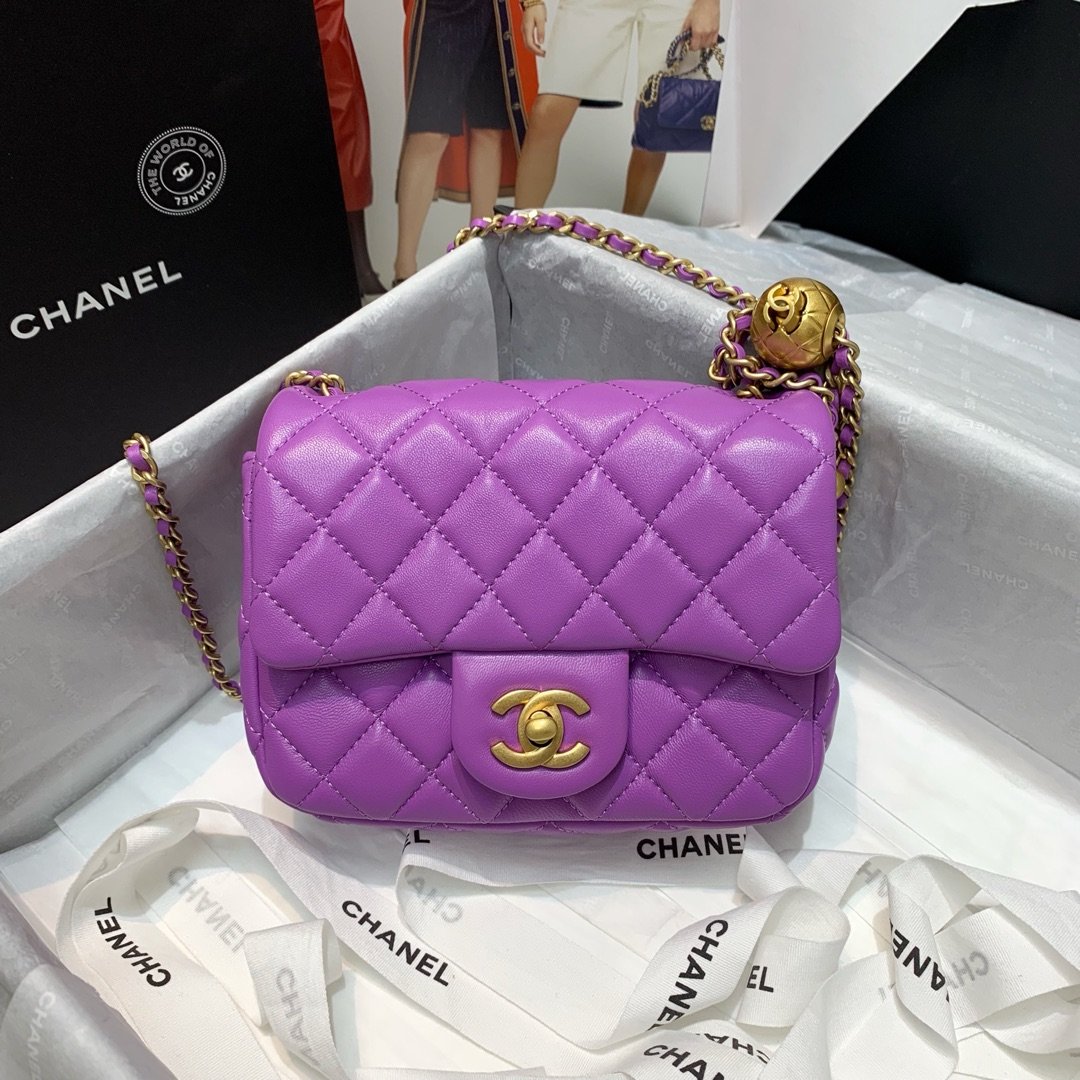 Ch**el Mini Flap Bag 17cm purple