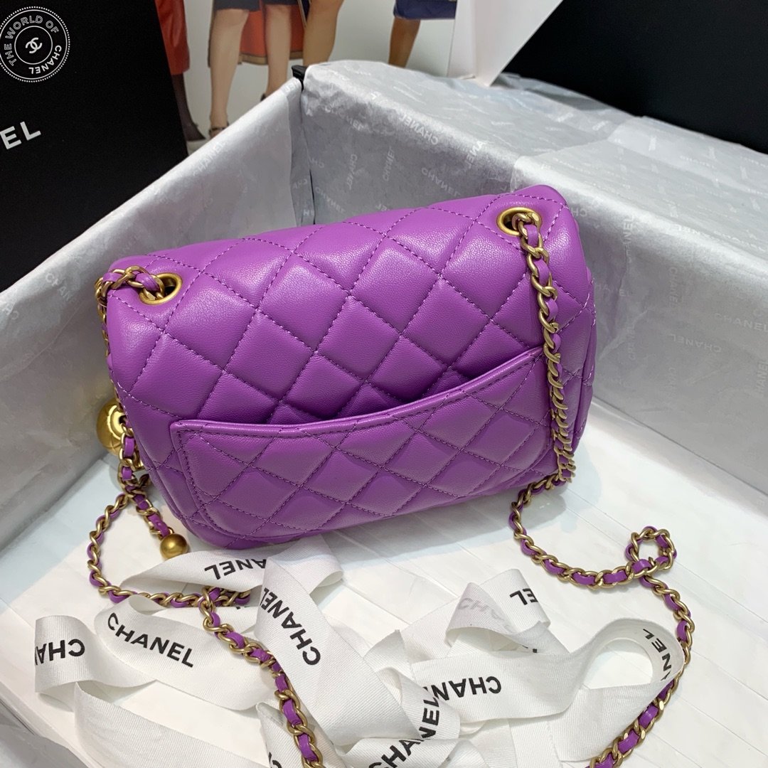 Ch**el Mini Flap Bag 17cm purple