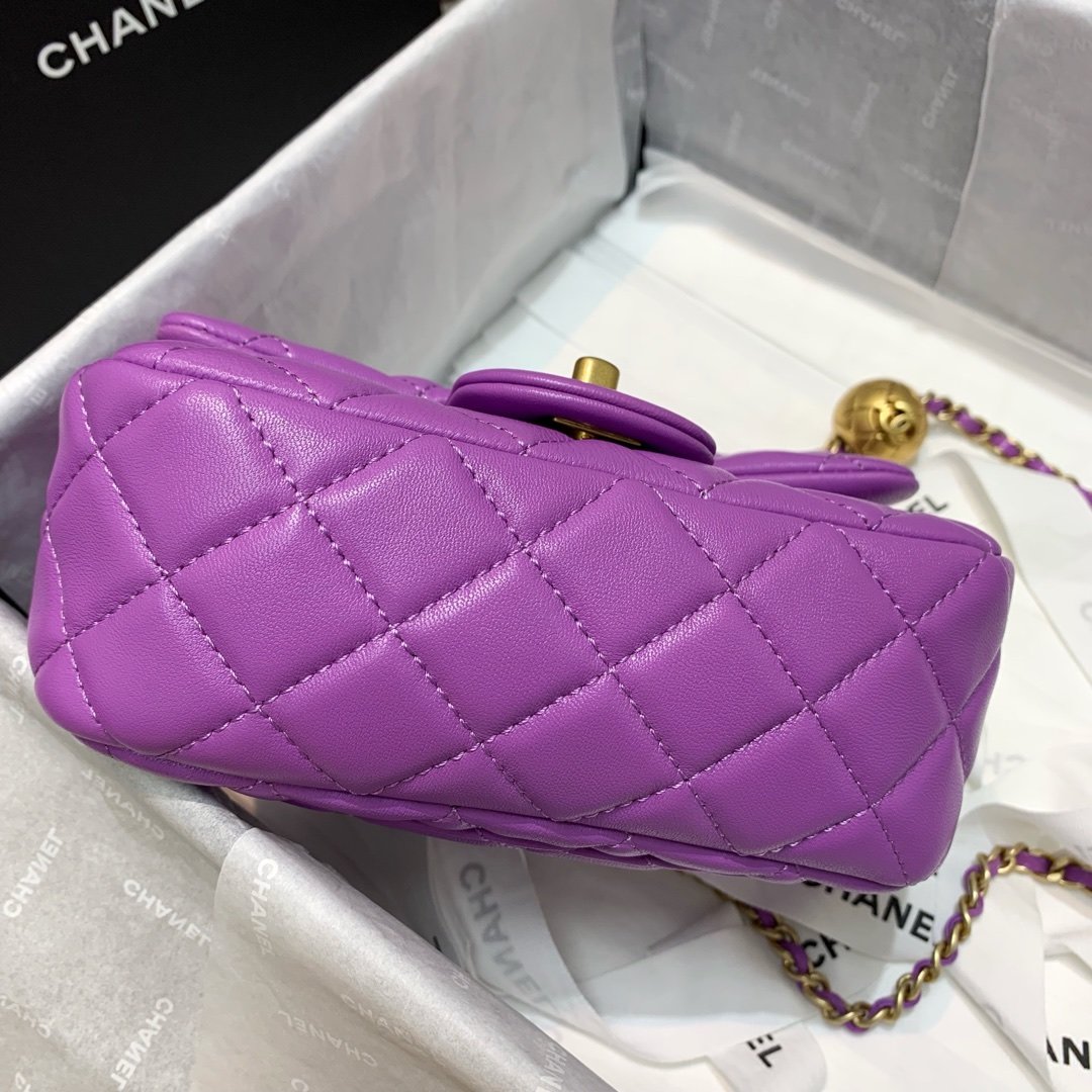Ch**el Mini Flap Bag 17cm purple