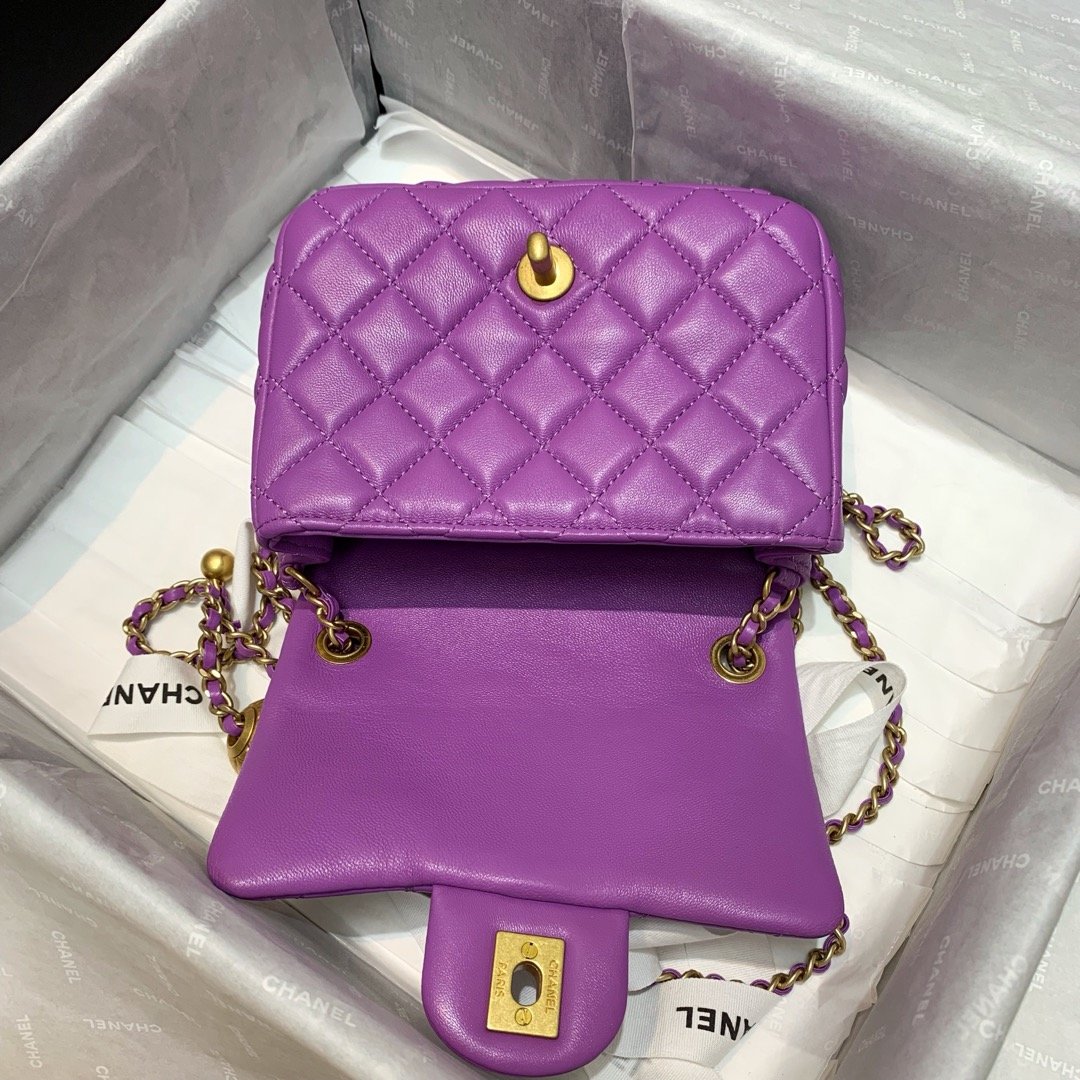 Ch**el Mini Flap Bag 17cm purple