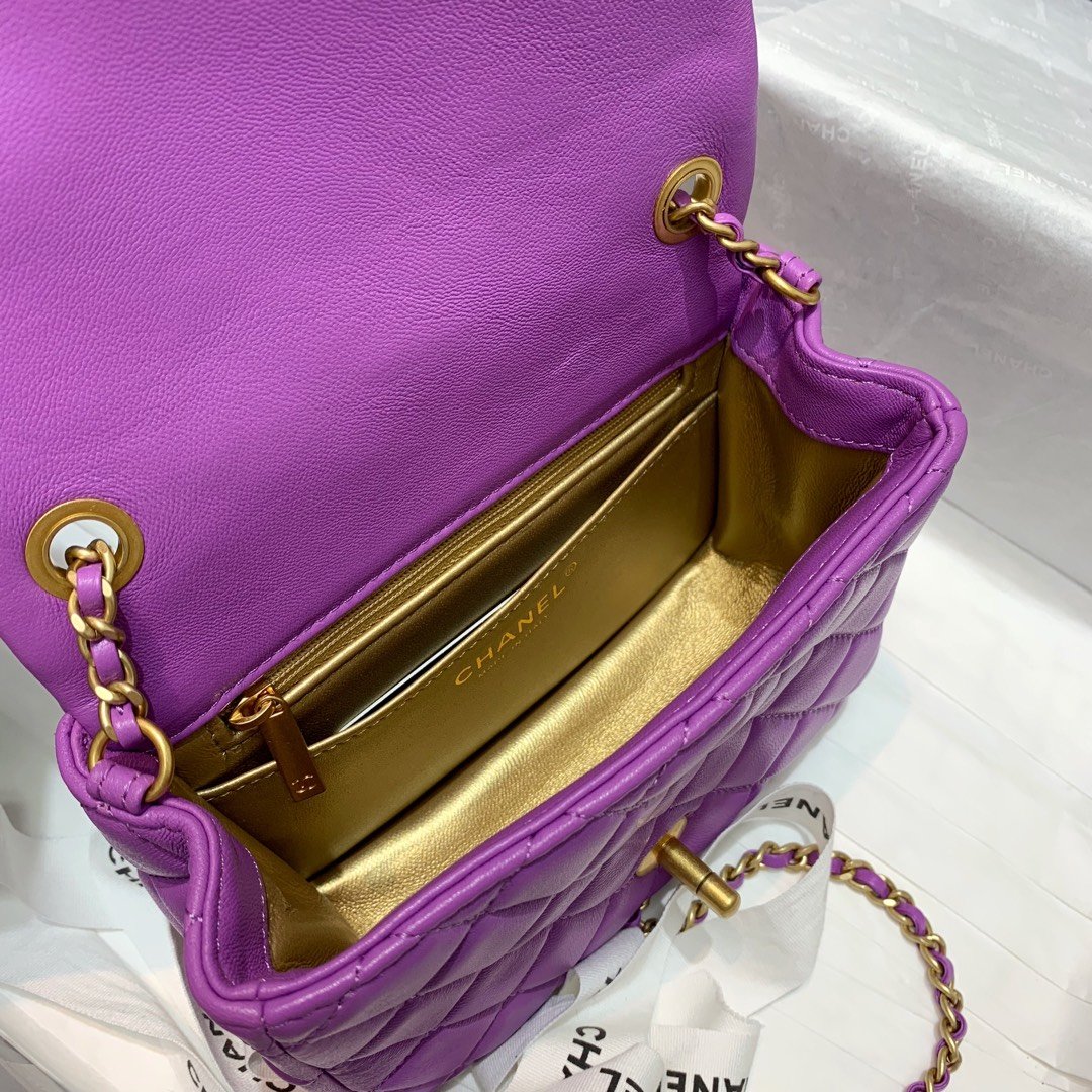 Ch**el Mini Flap Bag 17cm purple