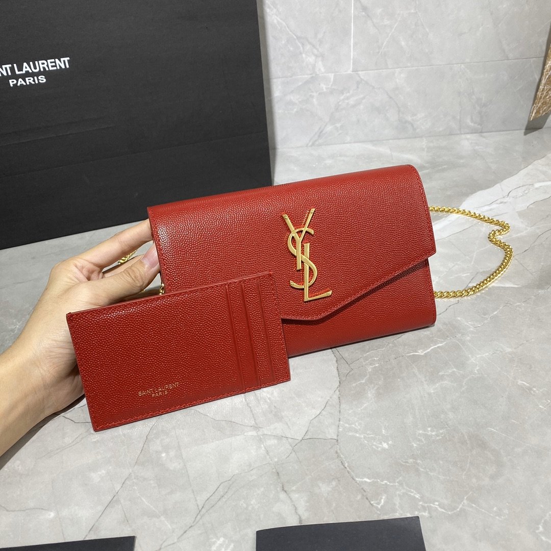 Y51 Sa1nt Lau*nt UPTOWN Chain Wallet Red