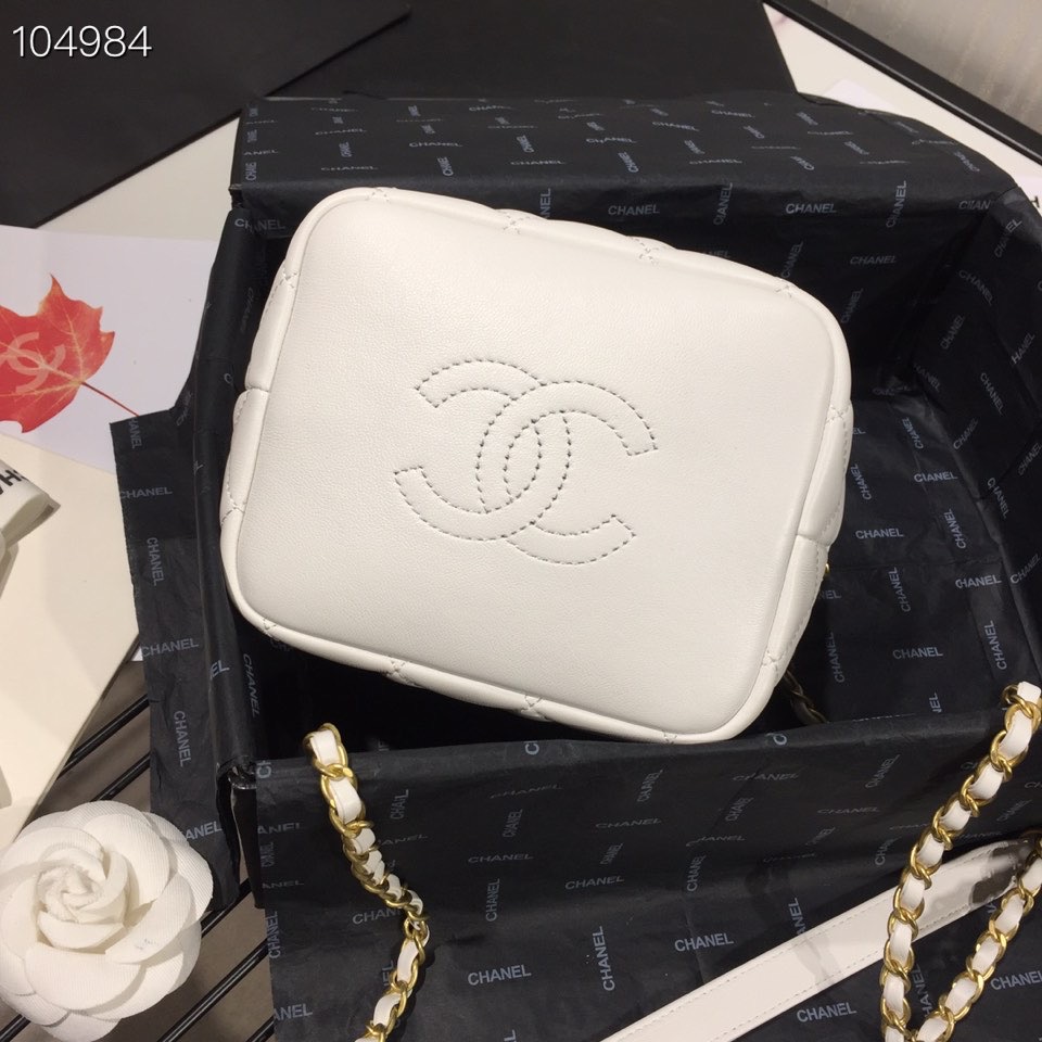 Ch**el Lambskin Gold Metal Pink Small Hobo Bag white