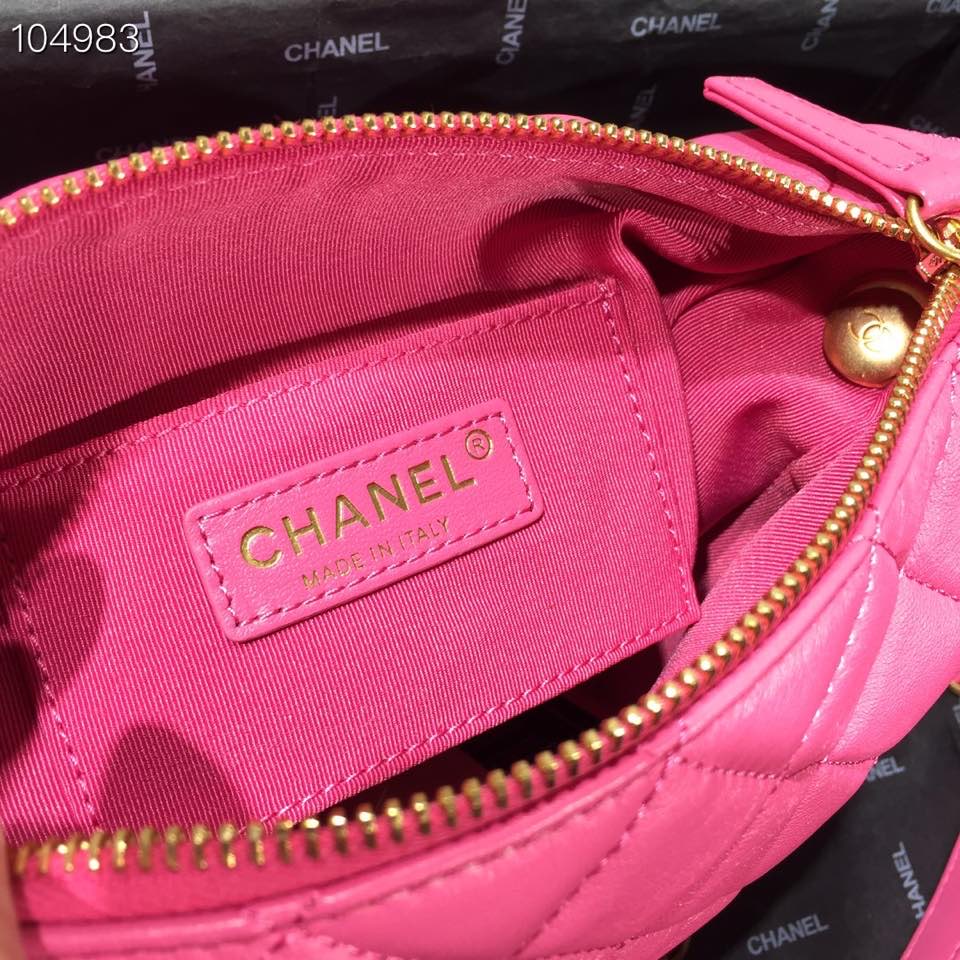 Ch**el Lambskin Gold Metal Pink Small Hobo Bag
