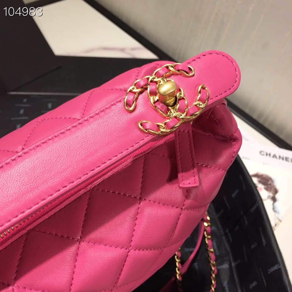 Ch**el Lambskin Gold Metal Pink Small Hobo Bag
