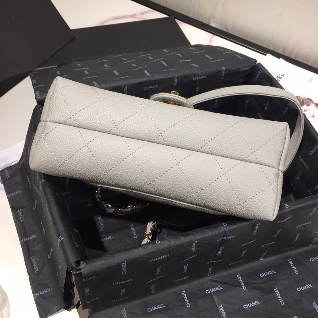 Ch**el Small Grained Calfskin Flap Bag AS1459
