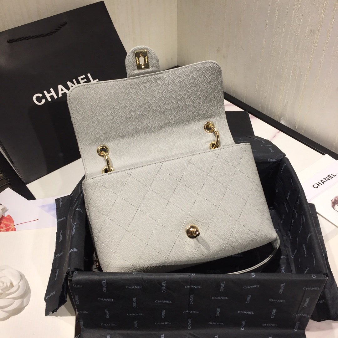 Ch**el Small Grained Calfskin Flap Bag AS1459