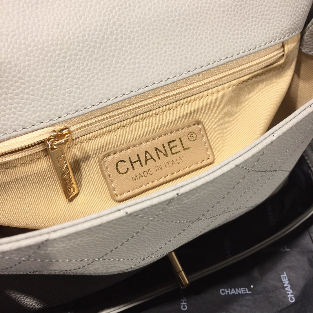 Ch**el Small Grained Calfskin Flap Bag AS1459