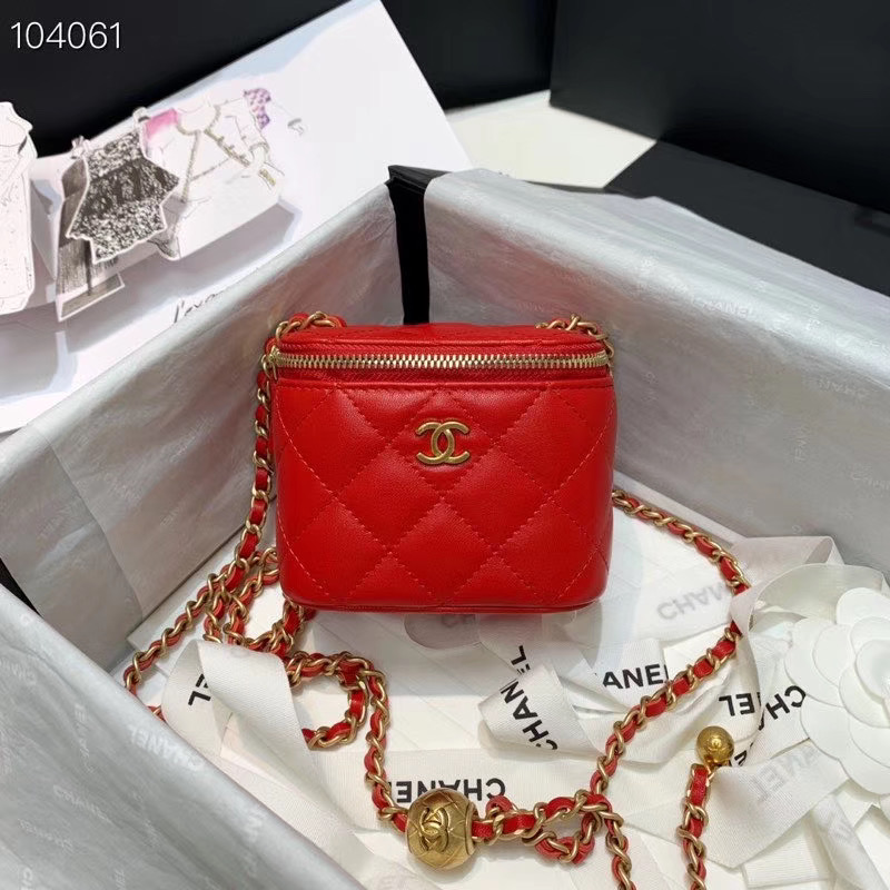 Ch**el 2020 SS Cosmetic Bag Red