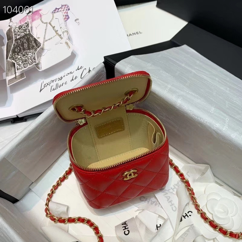 Ch**el 2020 SS Cosmetic Bag Red
