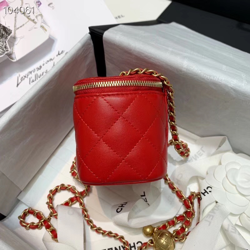 Ch**el 2020 SS Cosmetic Bag Red