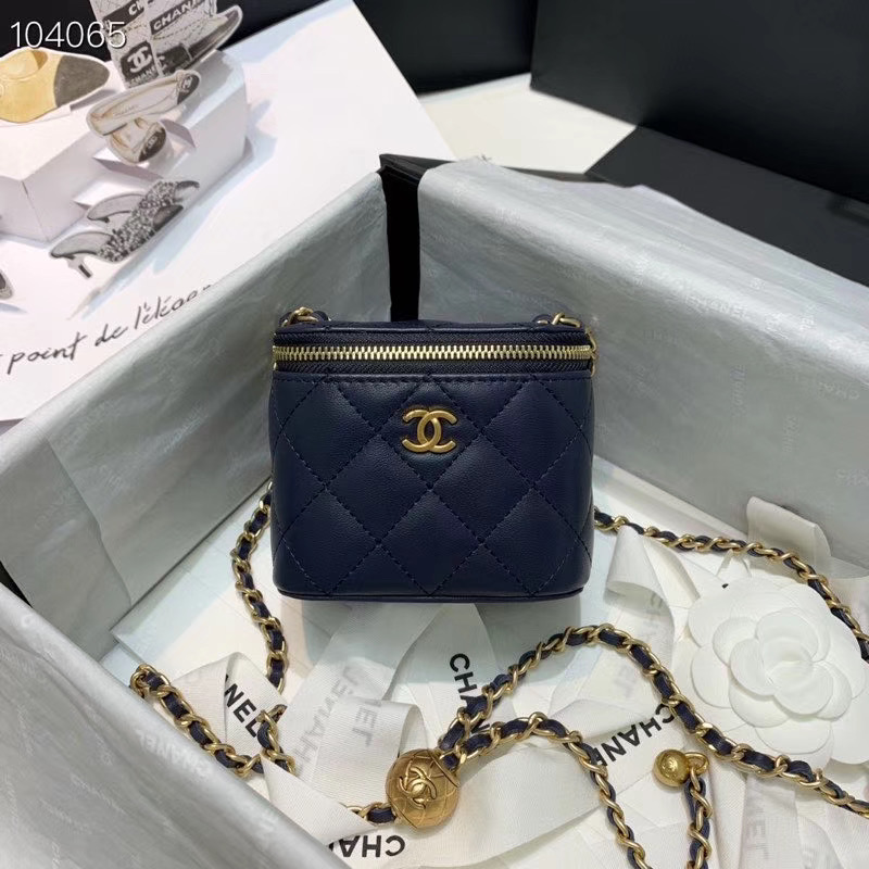 Ch**el 2020 SS Cosmetic Bag Navy Blue