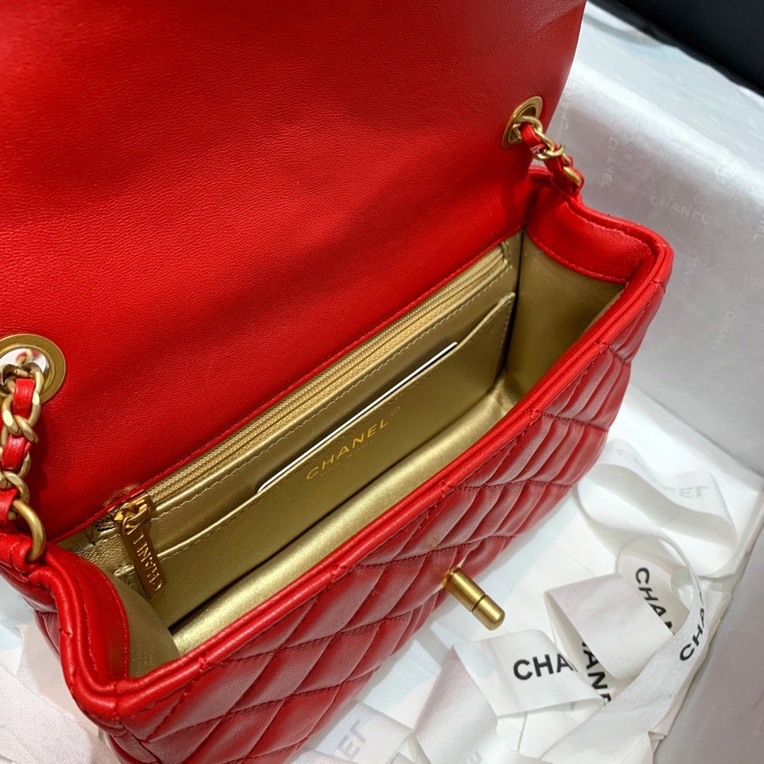 Ch**el Flap Bag 20CM Red