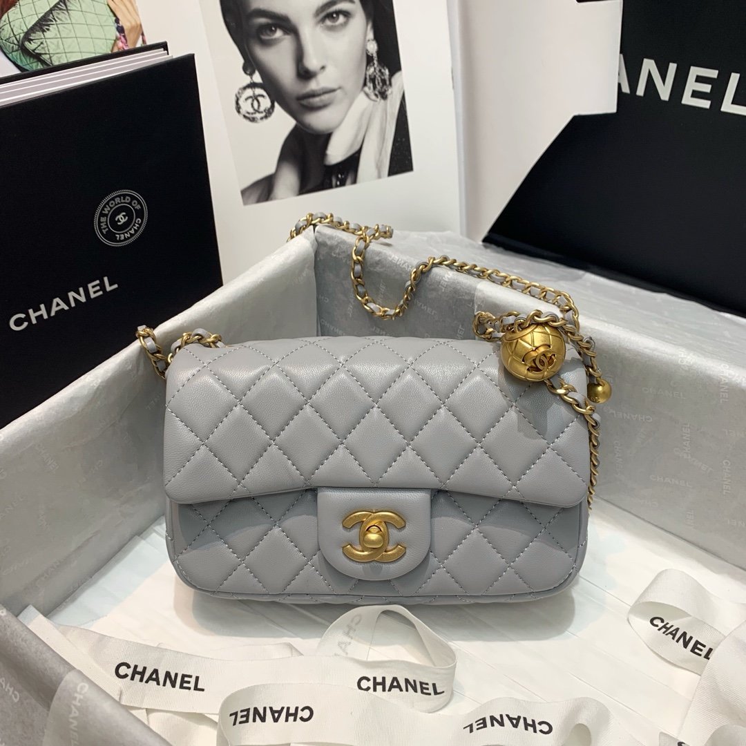 Ch**el Flap Bag 20CM Gray