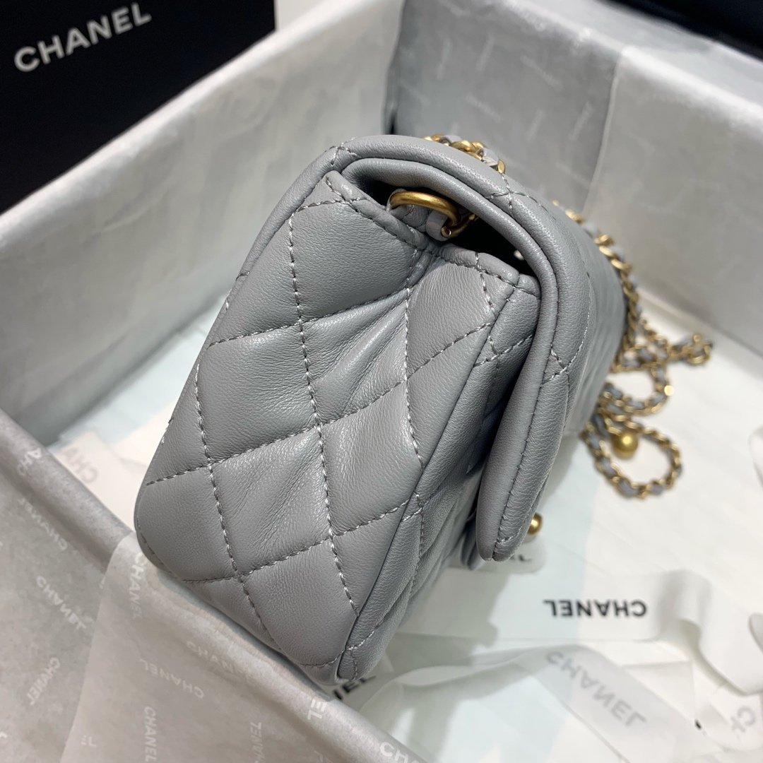 Ch**el Flap Bag 20CM Gray