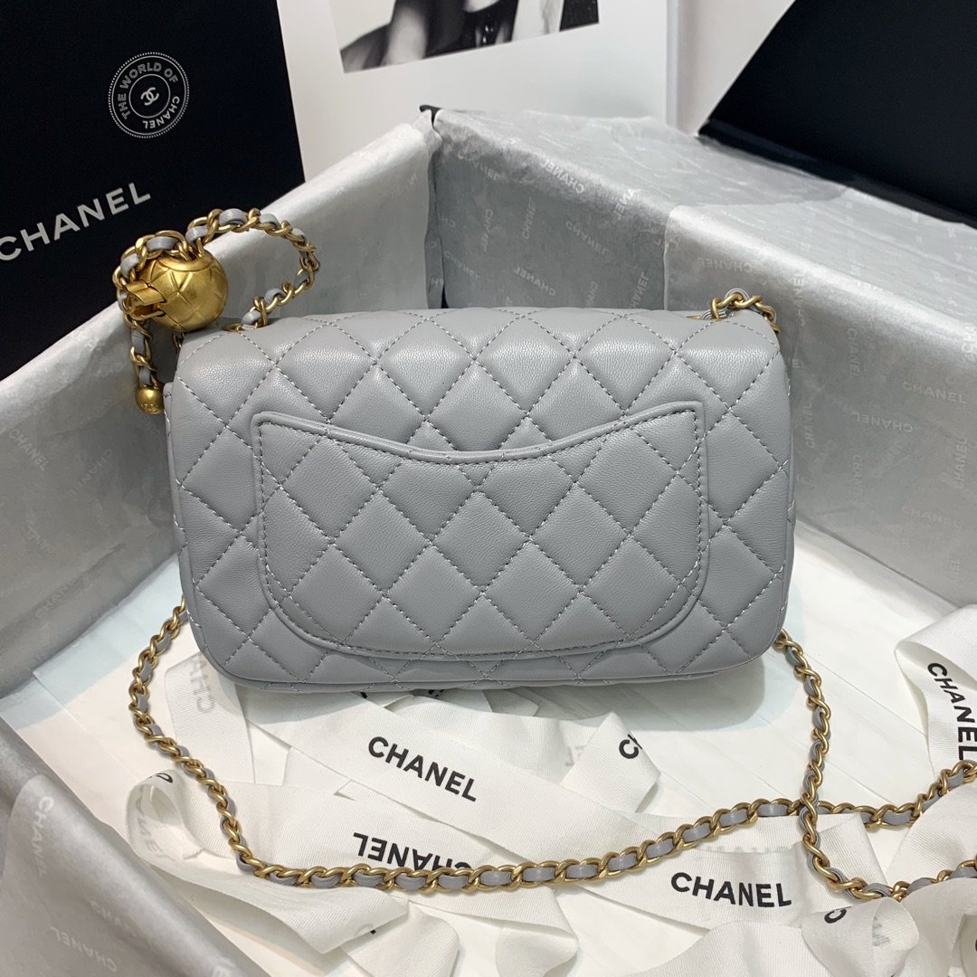 Ch**el Flap Bag 20CM Gray