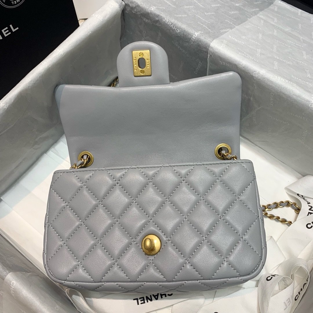 Ch**el Flap Bag 20CM Gray