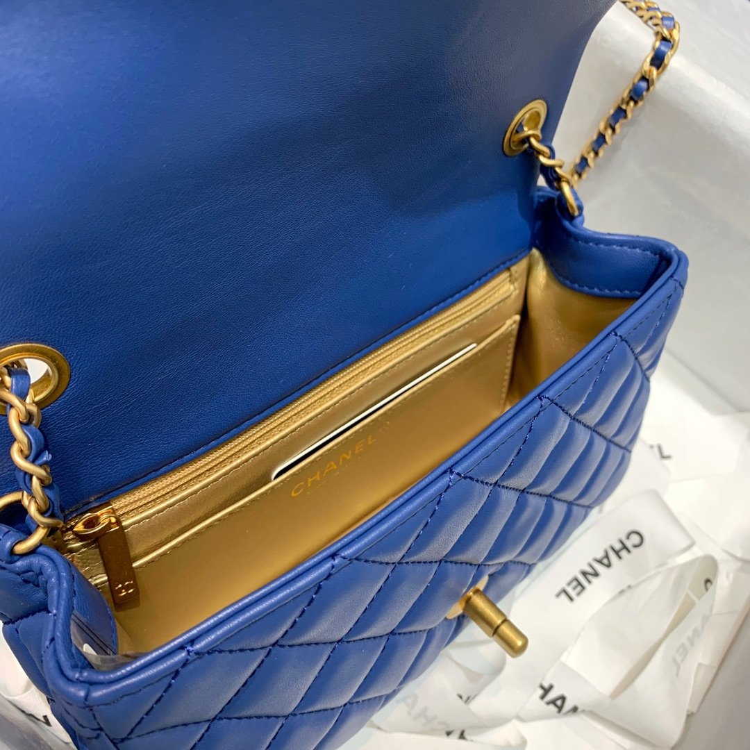 Ch**el Flap Bag 20CM Navy Blue