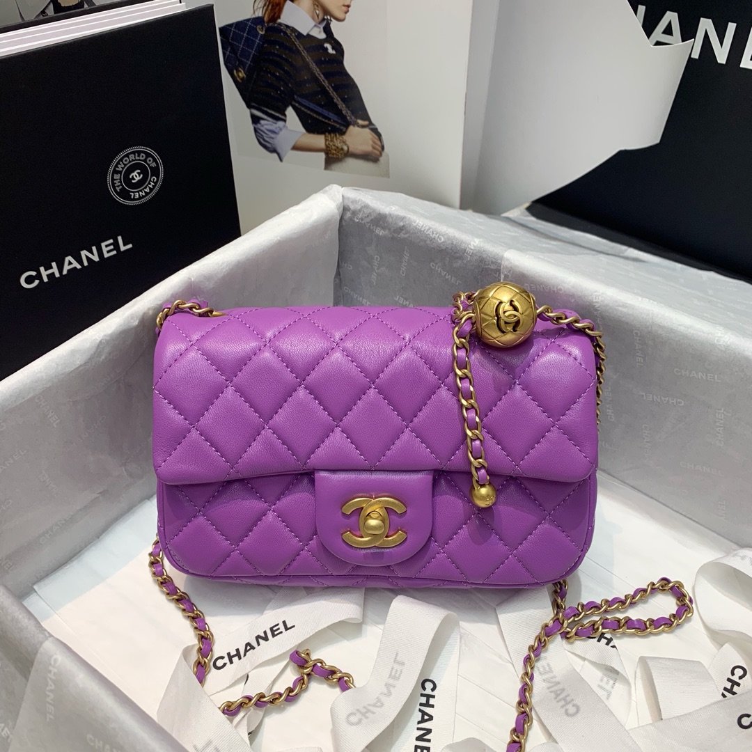 Ch**el Flap Bag 20CM Purple