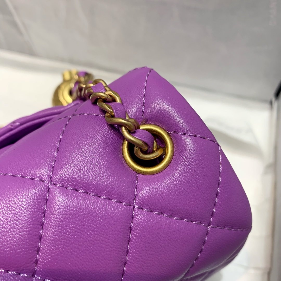 Ch**el Flap Bag 20CM Purple