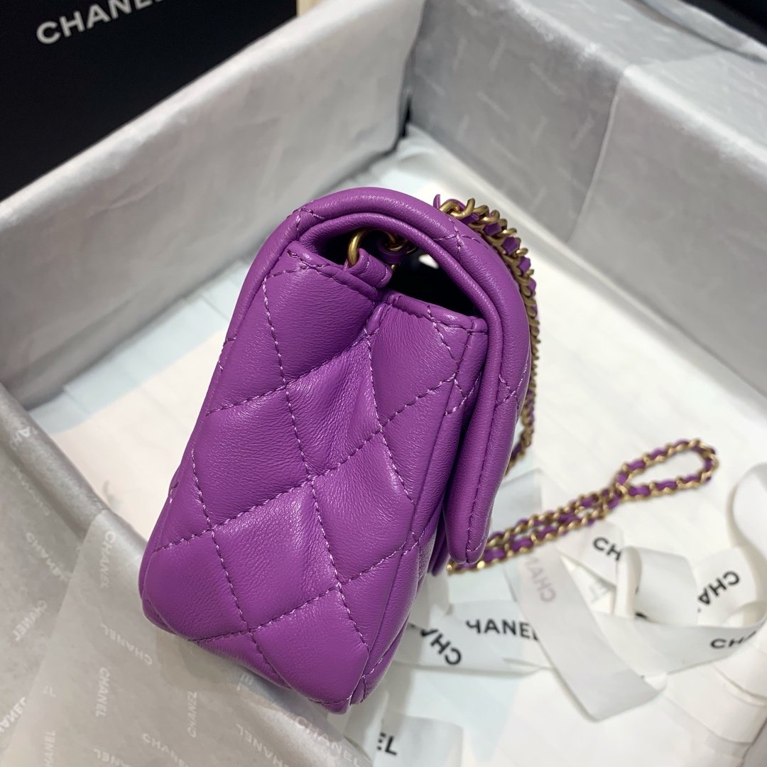 Ch**el Flap Bag 20CM Purple
