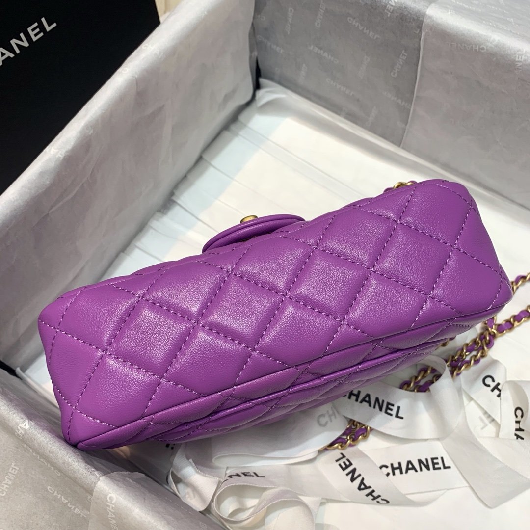 Ch**el Flap Bag 20CM Purple
