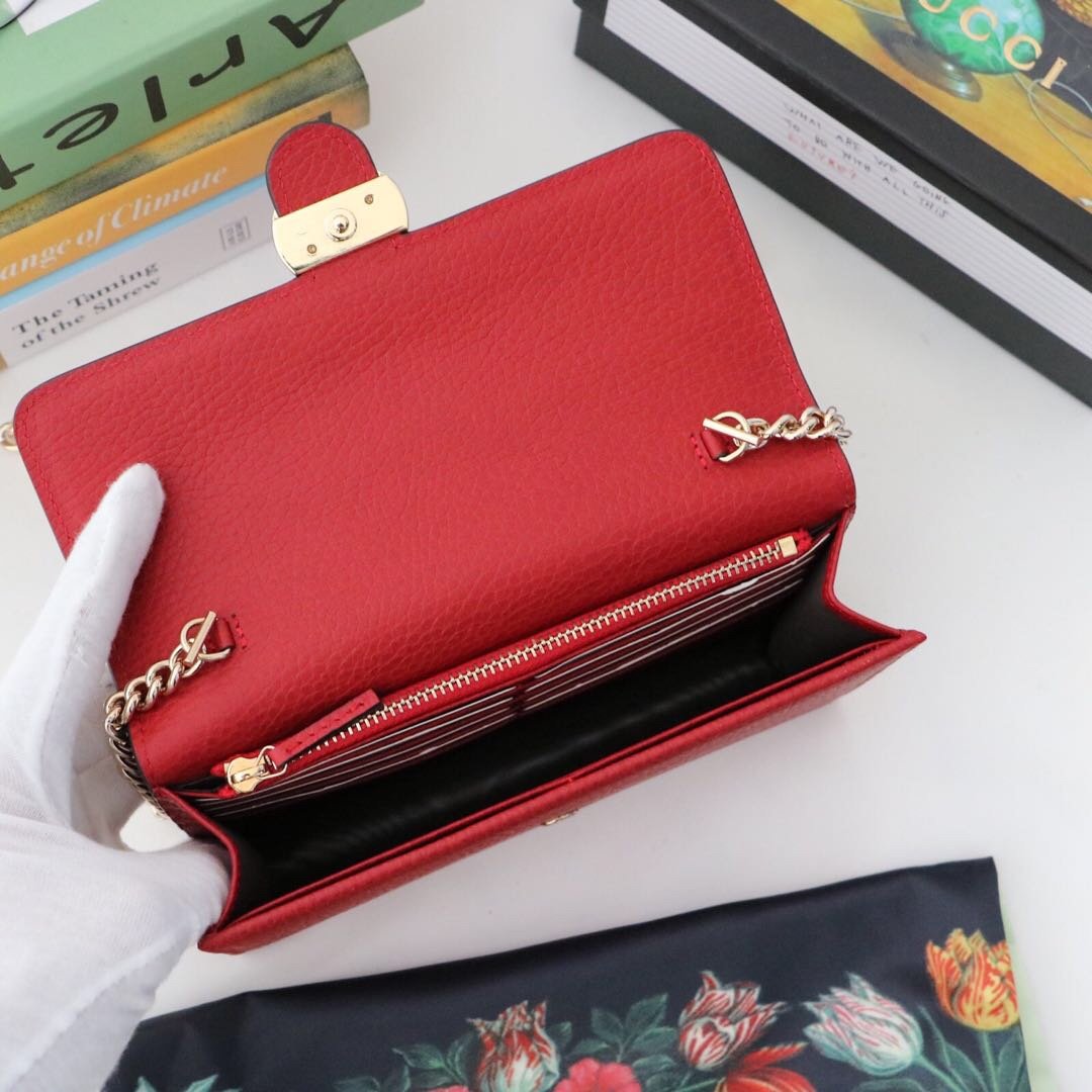 Gvc*1 510314 Red Leather Interlocking Bag