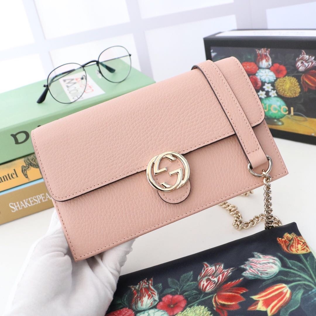 Gvc*1 510314 Pink Leather Interlocking Bag