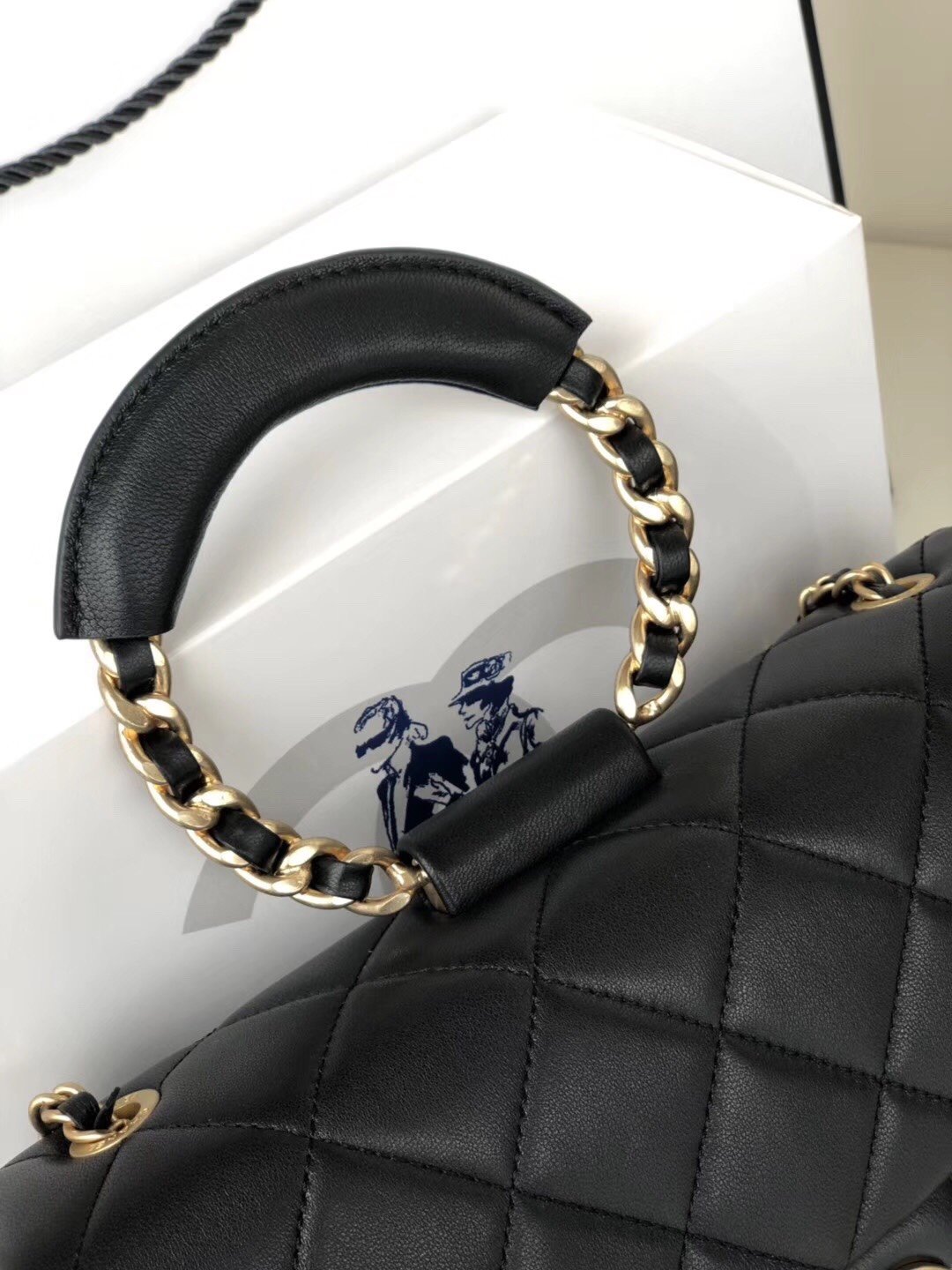Ch**el Flap Bag Lambskin Black 24cm