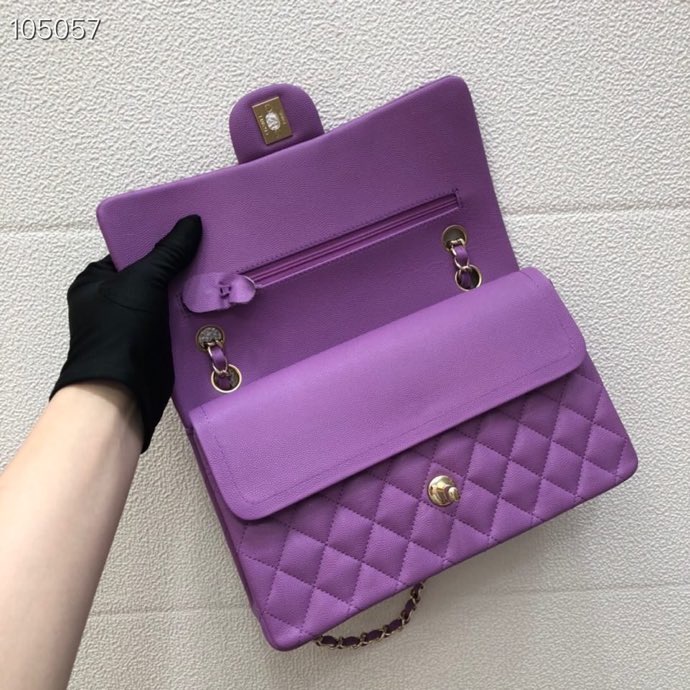 Ch**el Caviar Flap bag 25cm Purple