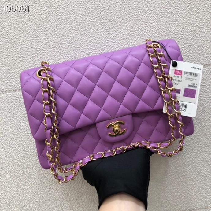 Ch**el Lambskin Flap bag 25cm Purple