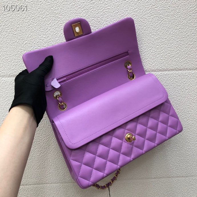 Ch**el Lambskin Flap bag 25cm Purple