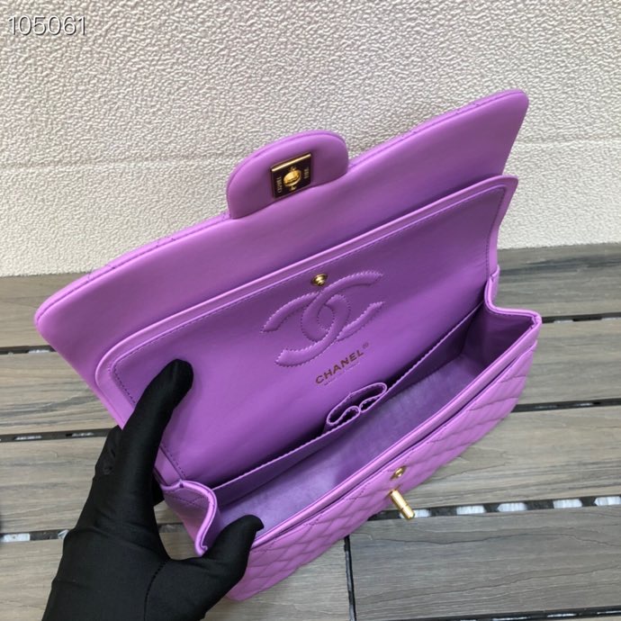 Ch**el Lambskin Flap bag 25cm Purple