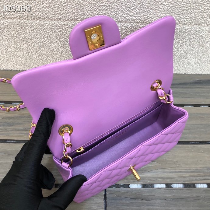 Ch**el Lambskin Flap bag 20cm Purple