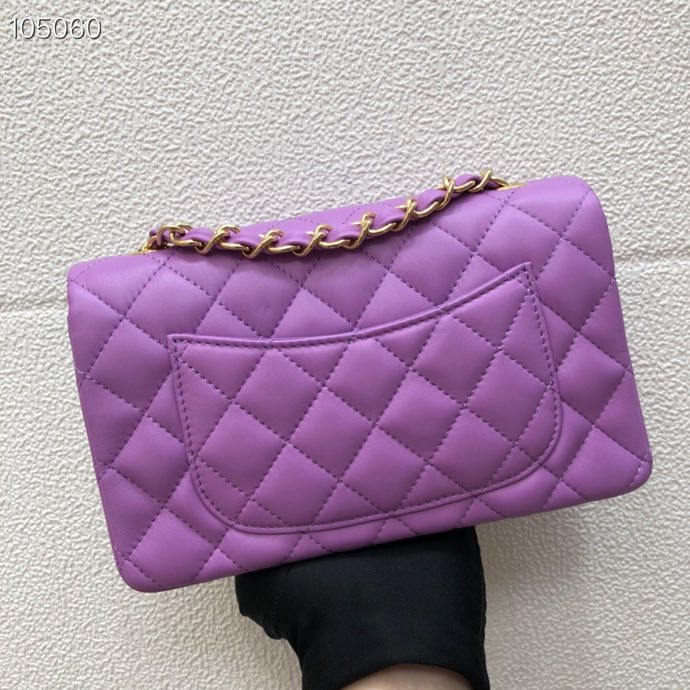 Ch**el Lambskin Flap bag 20cm Purple