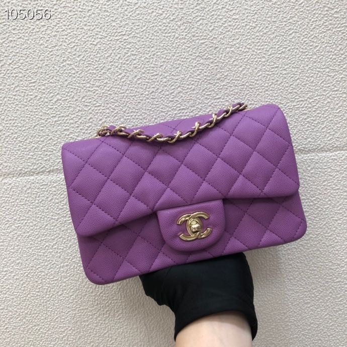 Ch**el Caviar Flap bag 20cm Purple