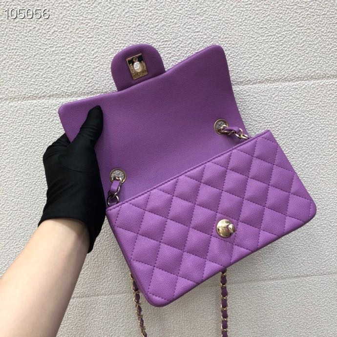 Ch**el Caviar Flap bag 20cm Purple
