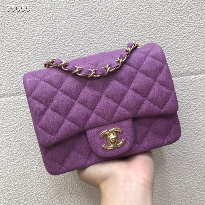 Ch**el Caviar Flap bag 17cm Purple