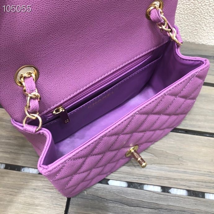 Ch**el Caviar Flap bag 17cm Purple