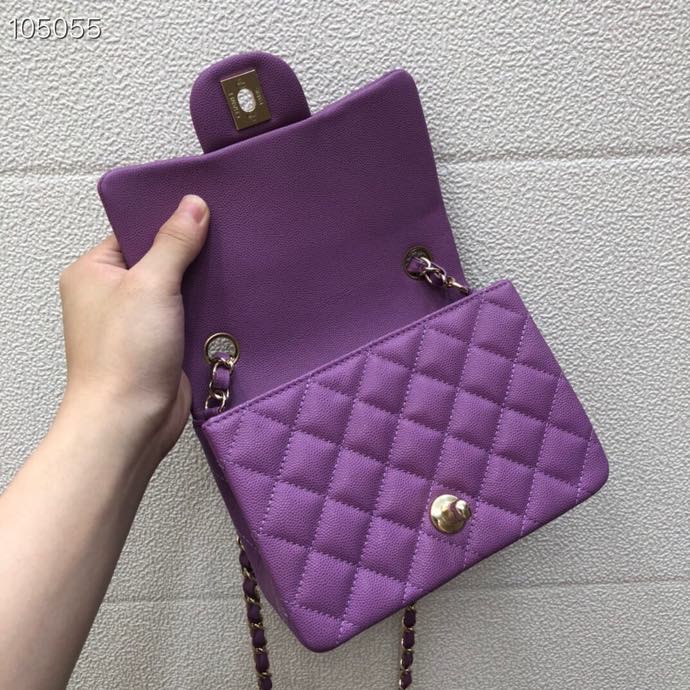 Ch**el Caviar Flap bag 17cm Purple