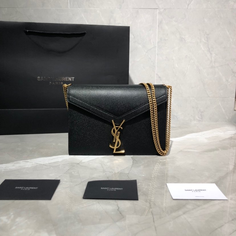 Y51 Sa1nt Lau*nt Cassandra Clasp Bag Caviar