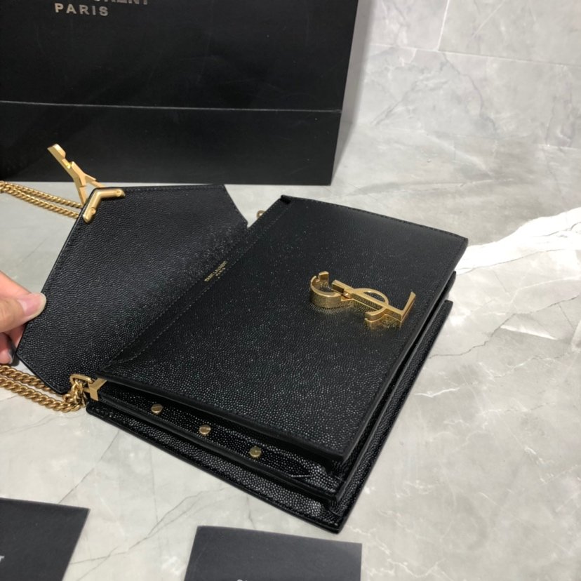 Y51 Sa1nt Lau*nt Cassandra Clasp Bag Caviar